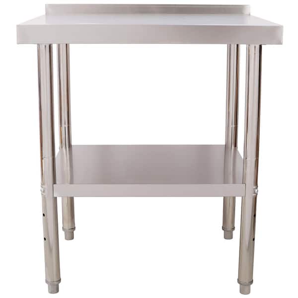 440 lb. Silver 30 x 24 x 35 in. Stainless Steel Prep Table Pantry Organizer with Backsplash and Adjustable Undershelf