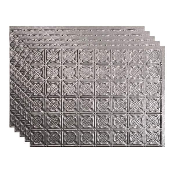 Fasade Traditional #6 18.25 in. x 24.25 in. Vinyl Backsplash Panel in Galvanized Steel (5-Pack)