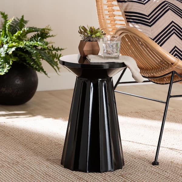 Ulmer 11.8 in. Black Round Metal End Table