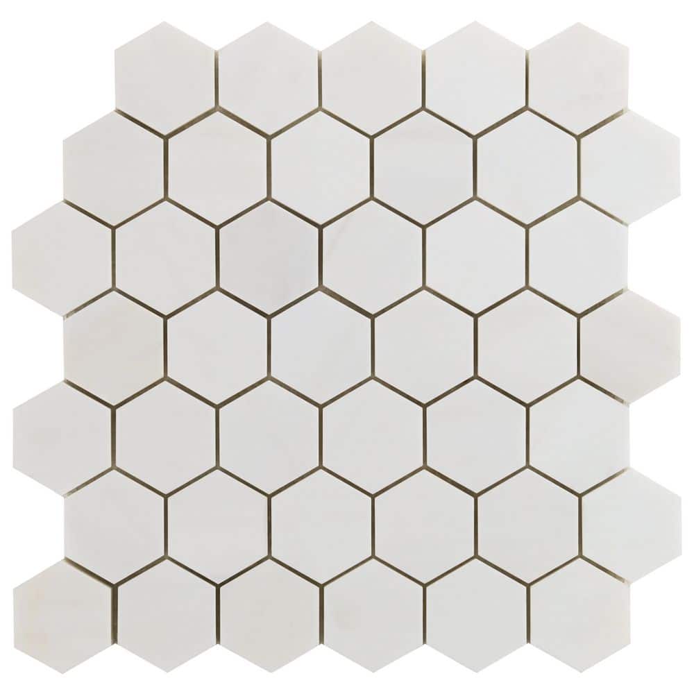 Bianco Dolomite White 4 in. x 0.37 in. Hexagon Honed Marble Mosaic Wall Tile Sample price history on PriceWatchPro