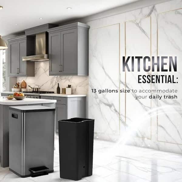 SIMPLI-MAGIC 13.2 Gal. Stainless Steel Step Trash Can with Soft