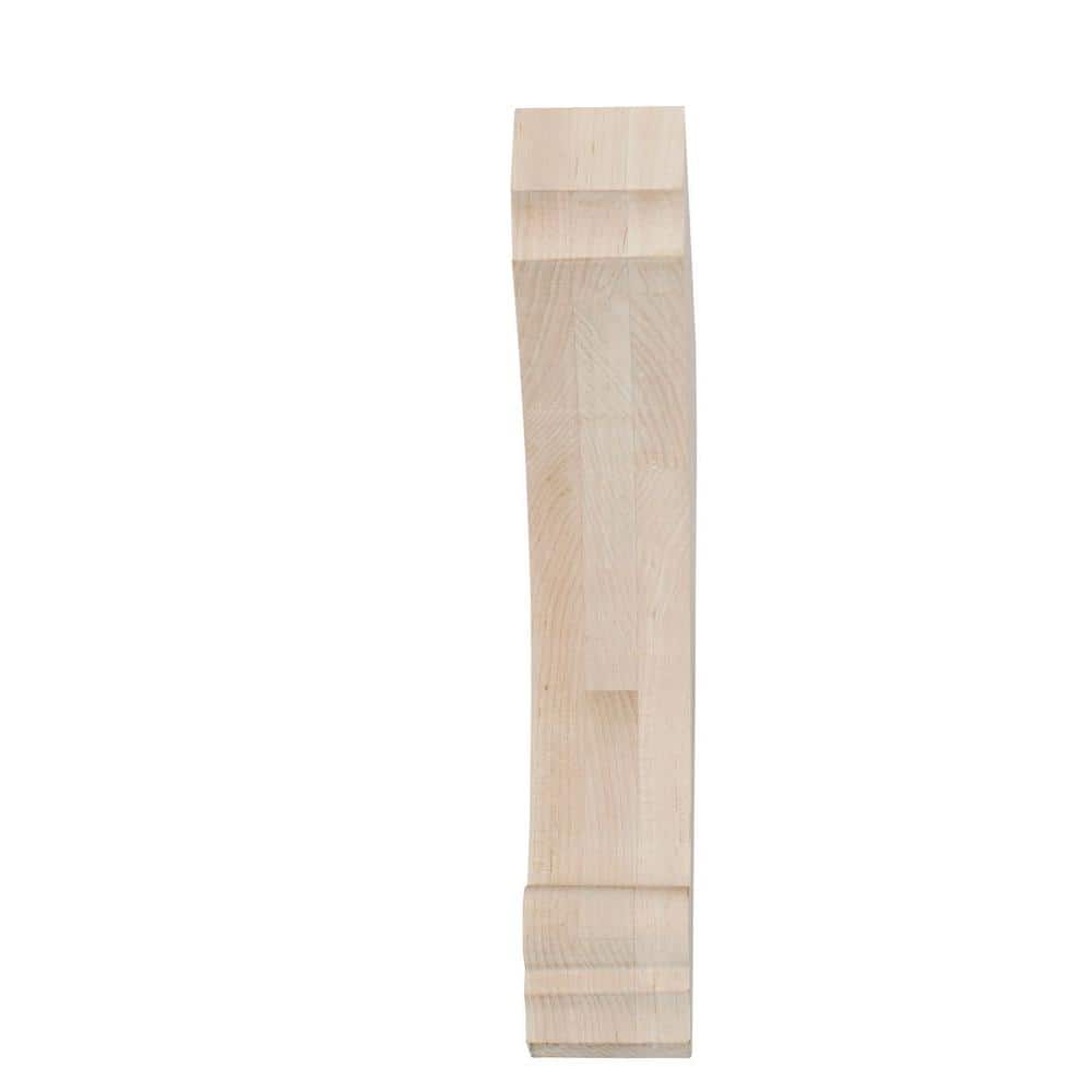 12" Unfinished Hard Maple Traditional Wood Corbel