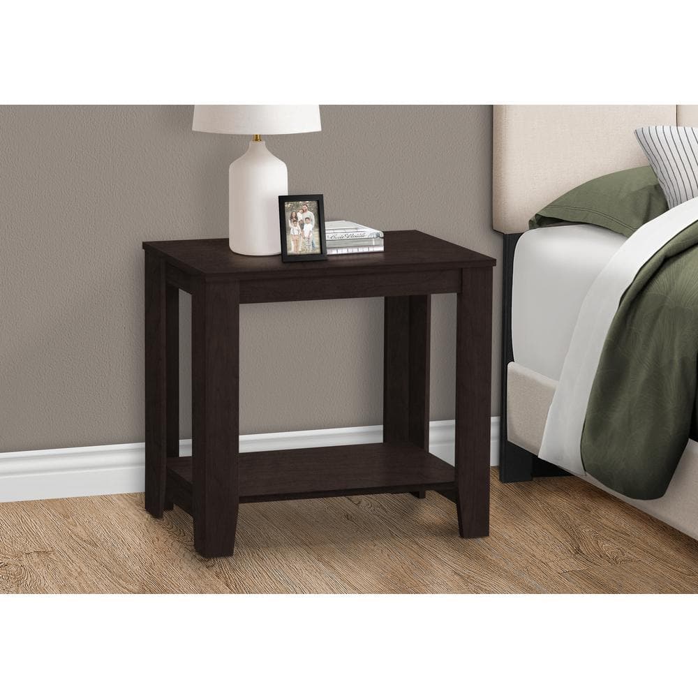 Cappuccino Brown Rectangular Two-Tier Accent Table