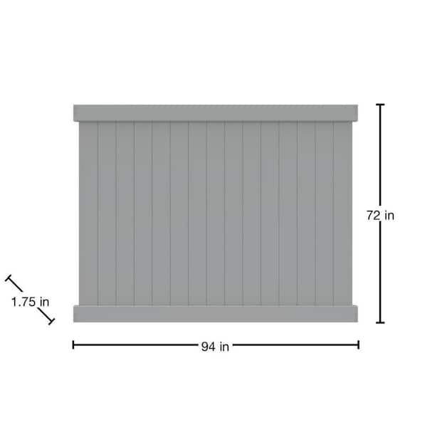 Bryce 6 ft. x 8 ft. Gray Privacy Flat Framed Vinyl Fence Panel