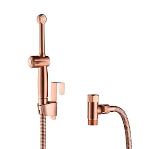 All Brass Attachable Bidet System Bidet Attachment in Rose Gold with Handheld Bidet Sprayer Included