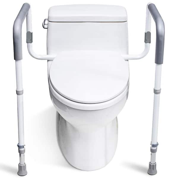 Numhew 26 in. Toilet Safety Rails, Adjustable Bathroom Toilet Safety Frame with Handles, Stand Alone Toilet Grab Bar for Senior
