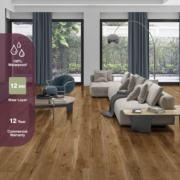 Carson Hickory 12 mm T x 8.03 in W Waterproof Laminate Wood Flooring (15.9 sqft/case)