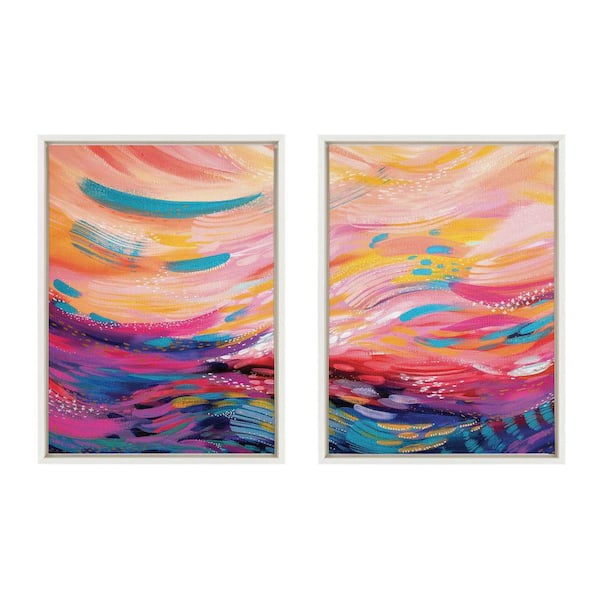 Kate and Laurel Sylvie "Brush Strokes 90 I and II" by Jessi Raulet of Ettavee 2 Piece Framed Art Print 24 in. x 18 in.