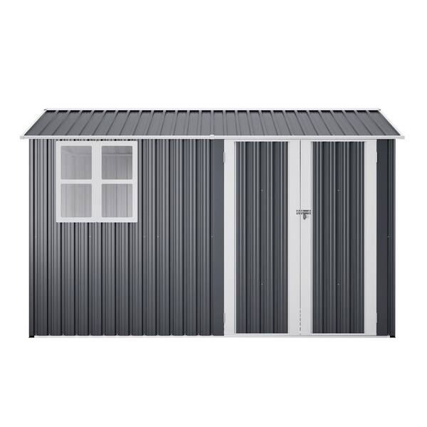 10 ft. W x 8 ft. D Metal Shed with Lockable Doors and Clear Window, Outdoor Storage Shed (80 sq. ft.)