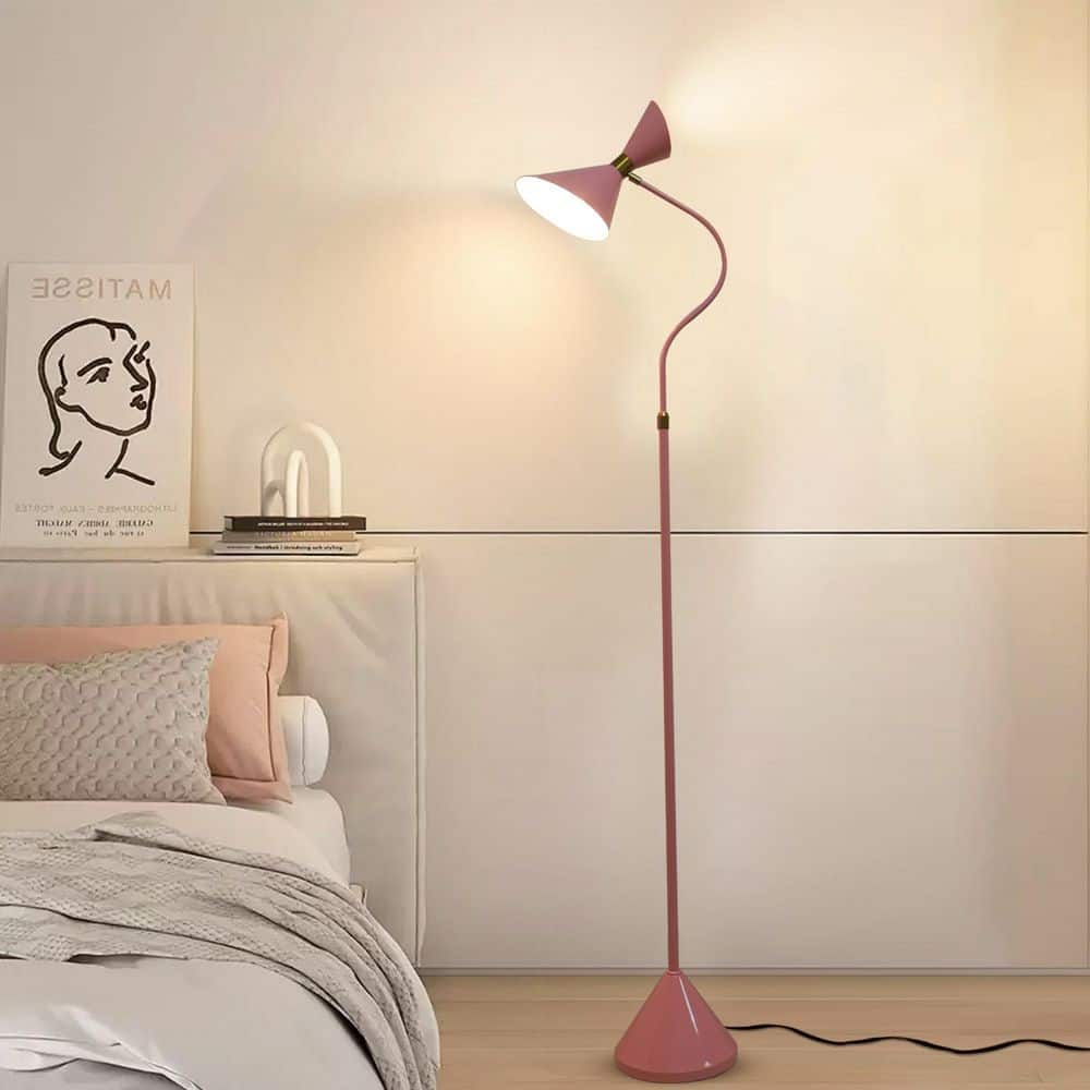 65 in. Pink 2-Light Arc Floor Lamp for Living Room with Adjustable Shade and 2 Bulbs Included price history on PriceWatchPro