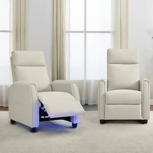 Toinette Cream Push Back Recliner Chair with LED Lights, Heating and Massage