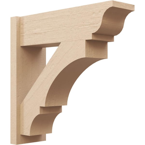 Ekena Millwork 8 in. x 26 in. x 26 in. Balboa Traditional Rough Cedar Woodgrain Timberthane Polyurethane Outlooker, Primed Tan