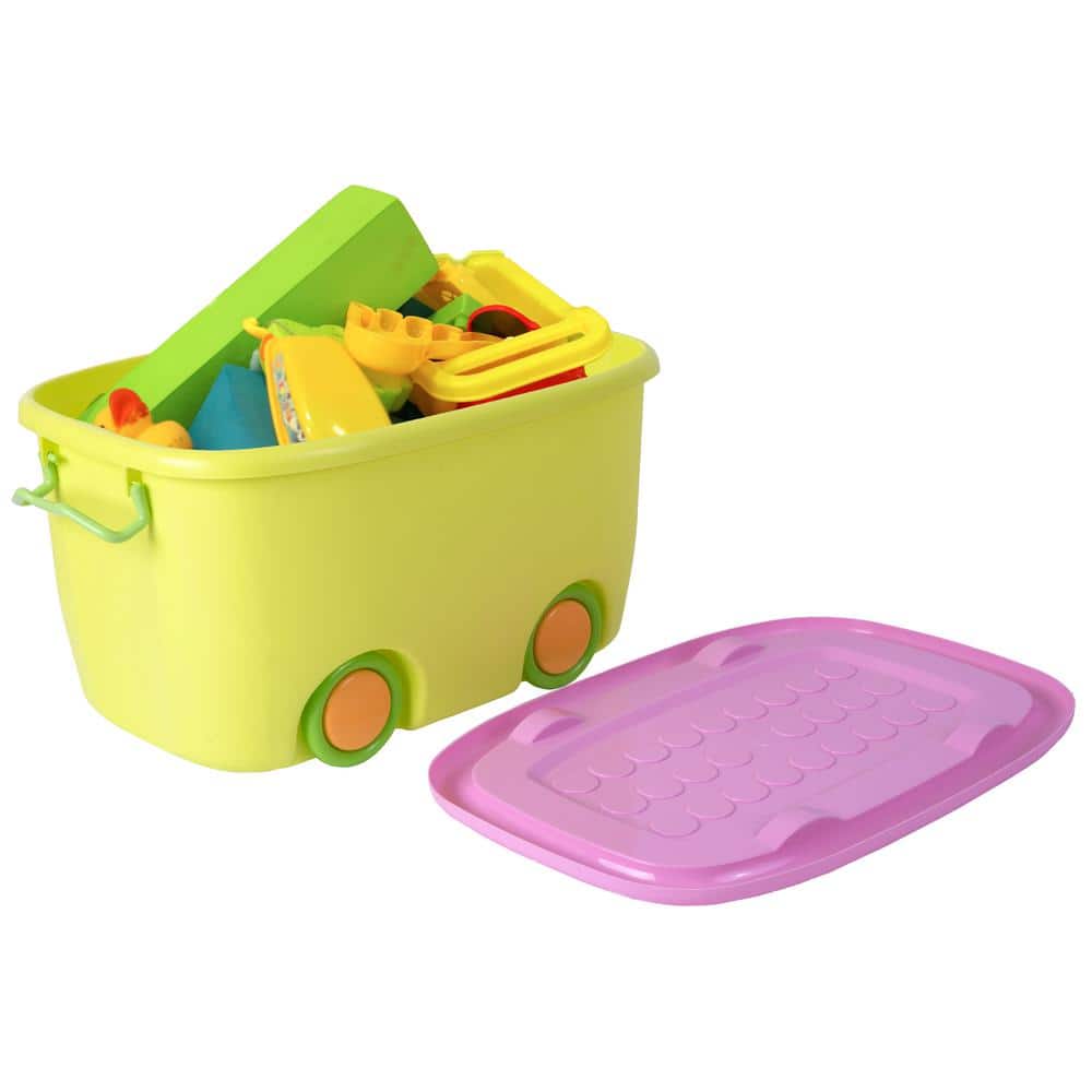 Basicwise Large Storage Toy Box with Soft Closure Lid, Wooden