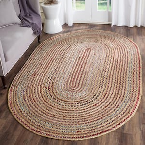 Cape Cod Natural/Multi Doormat 3 ft. x 5 ft. Oval Striped Area Rug