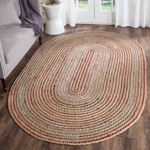 Cape Cod Natural/Multi Doormat 3 ft. x 5 ft. Oval Striped Area Rug