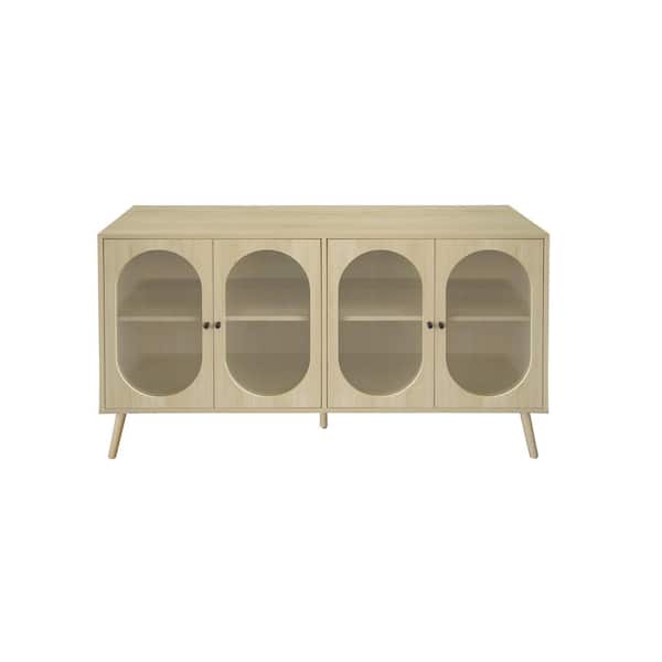 sumyeg Beige 31.5 in. H 4 Door Accent Storage Cabinet with Adjustable Shelves
