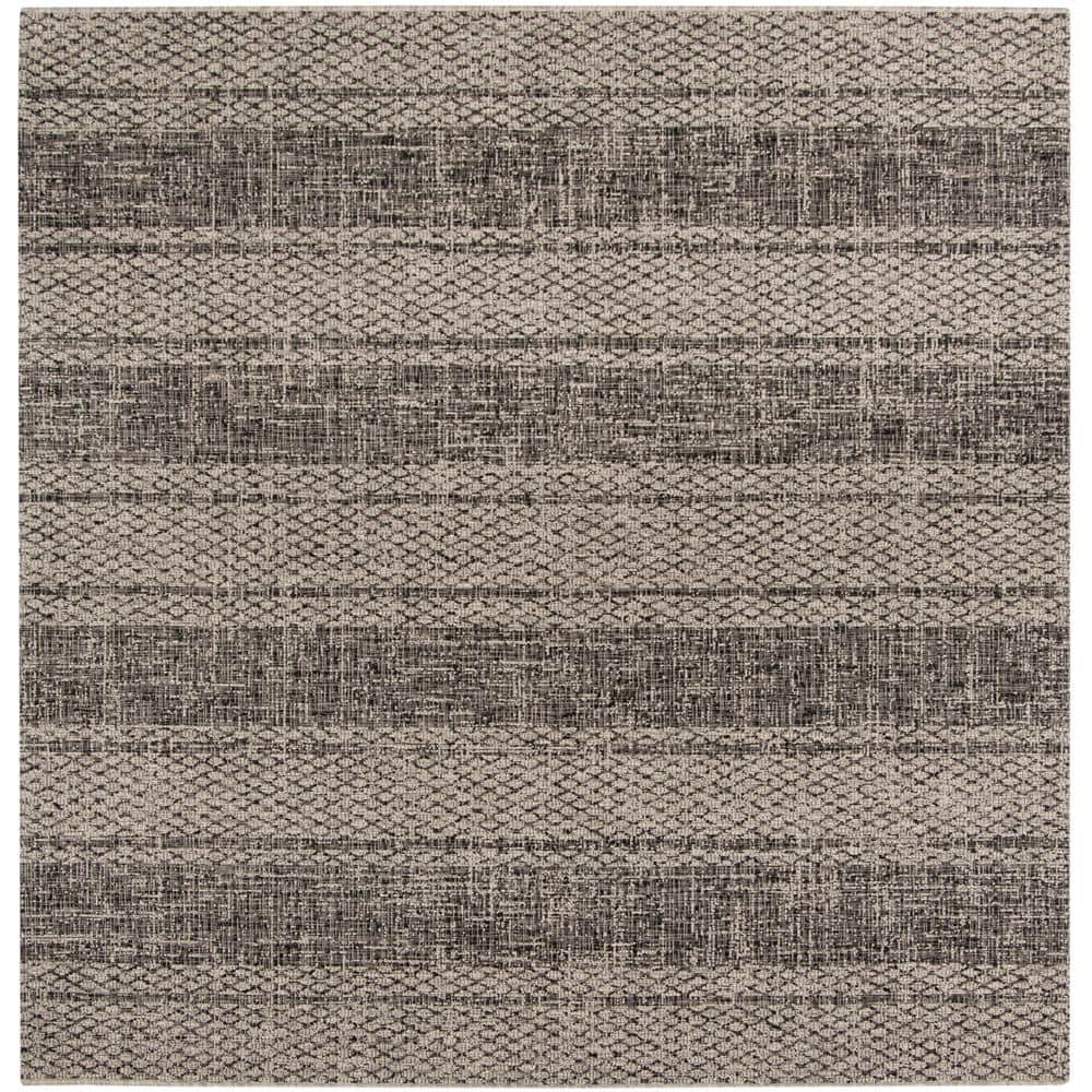 6'7" Square Gray Synthetic Outdoor Area Rug