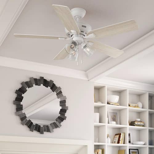 Rosner 52 in. Indoor Matte White Ceiling Fan with Light Kit Included Hunter Ceiling Fans With Lights