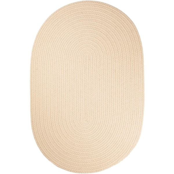 Unbranded Texturized Solid Cream Poly 2 ft. x 3 ft. Oval Braided Area Rug