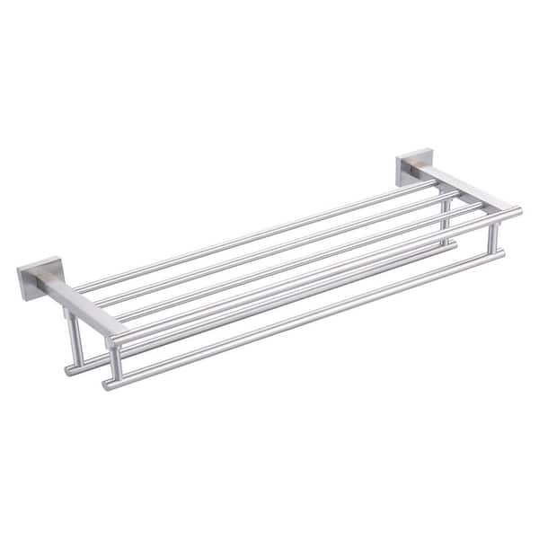 ARCORA 24 in. Stainless Steels Single Towel Holders Wall Mounted Towel Rack in Brurshed Nickel