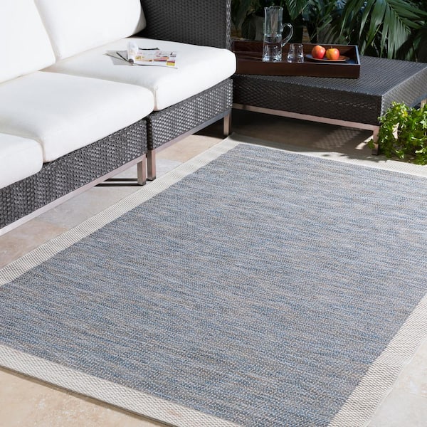 Evonne Bright Blue 5 ft. x 8 ft. Indoor/Outdoor Patio Area Rug