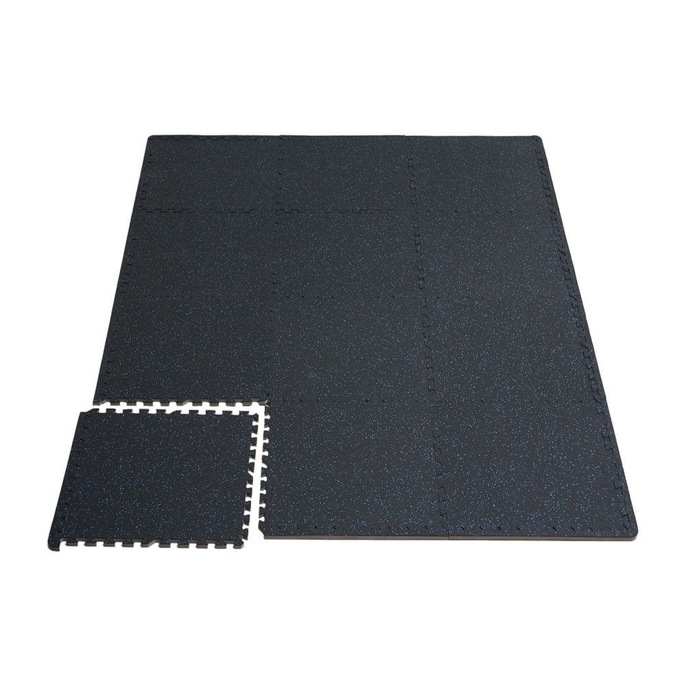Gym Floor Mats, Black and Blue, 25 in. W x 25 in. L x 0.56 in. T, Rubber Top with Foam, Gym Flooring Mat, (24 sq. ft. ) price history on PriceWatchPro