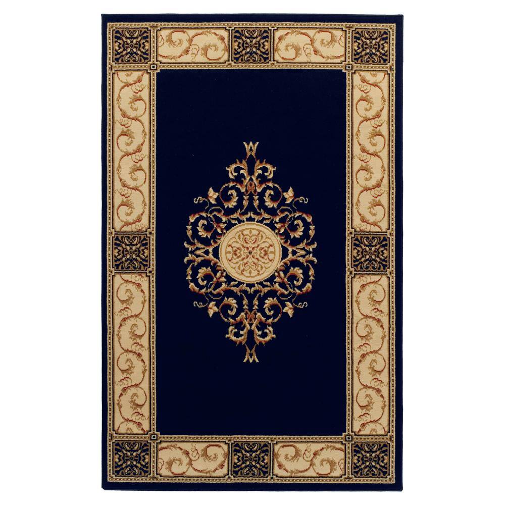 SUPERIOR ElegantMedallion Midnight Blue 8 ft. x 10 ft. Rectangle