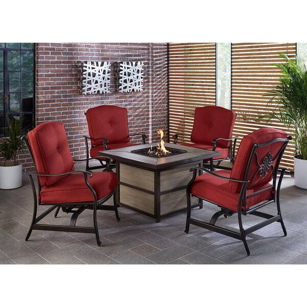 Hanover Traditions 5-piece Aluminum Patio Fire Pit Conversation Set 