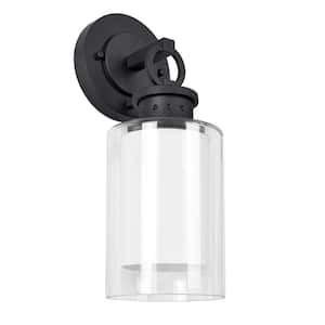 Hansen Modern 1-Light Textured Black Outdoor Wall Lantern Sconce