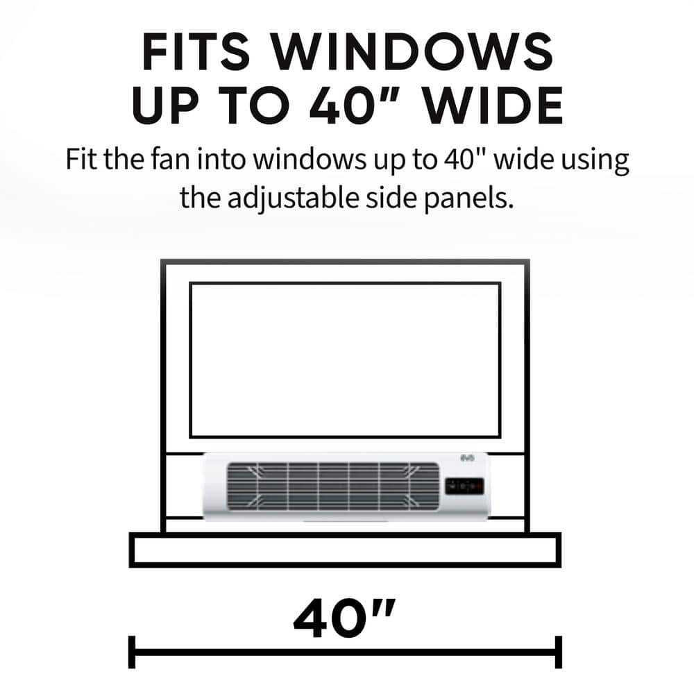 25 in 4 Fan Speeds Window Fan in White with Adjustable Side Panels
