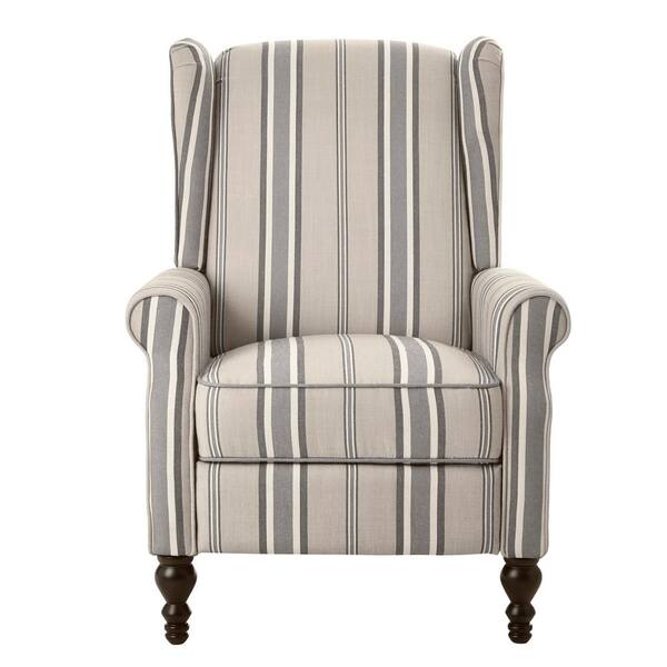 StyleWell Reedbury Tan Striped Upholstered Wingback Pushback Recliner