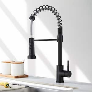 Single Handle Pull Down Sprayer Kitchen Faucet in Black