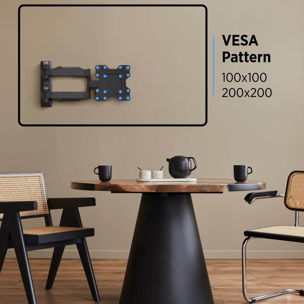 Black Full Motion Wall Mount for 17"-47" TVs