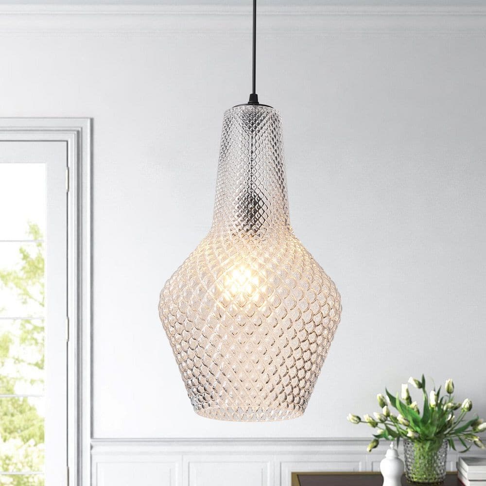 60-Watt 1 Light Modern Single Black Dimmable Pendant Light with White Glass Shade for Living Room Bedroom Dinng Room price history on PriceWatchPro