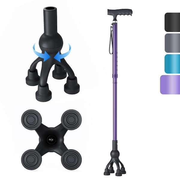 Numhew Purple Adjustable Folding Walking Cane w/ LED Light