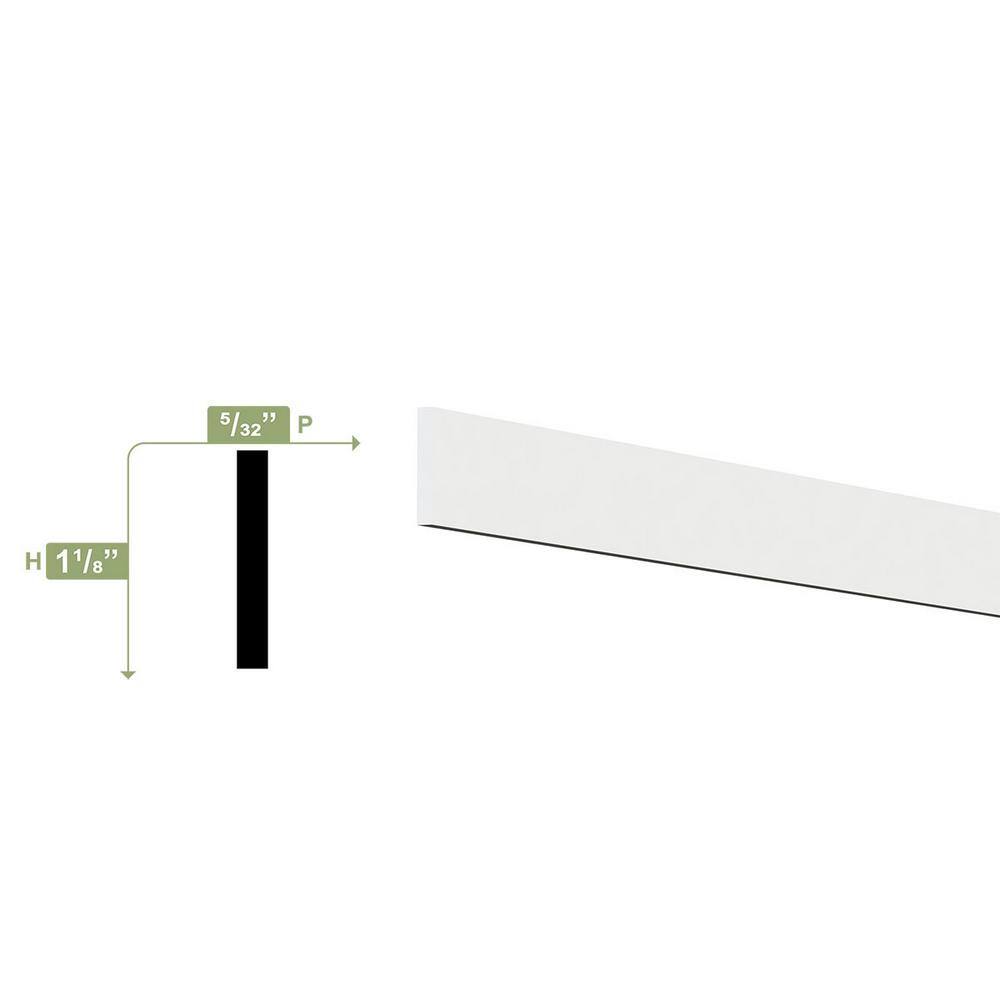 Unfinished White PVC Baseboard Moulding, 96 in.