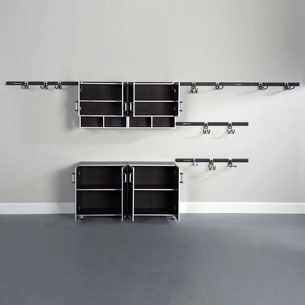 Rubbermaid FastTrack Garage Laminate Cabinet Set in Black/Silver