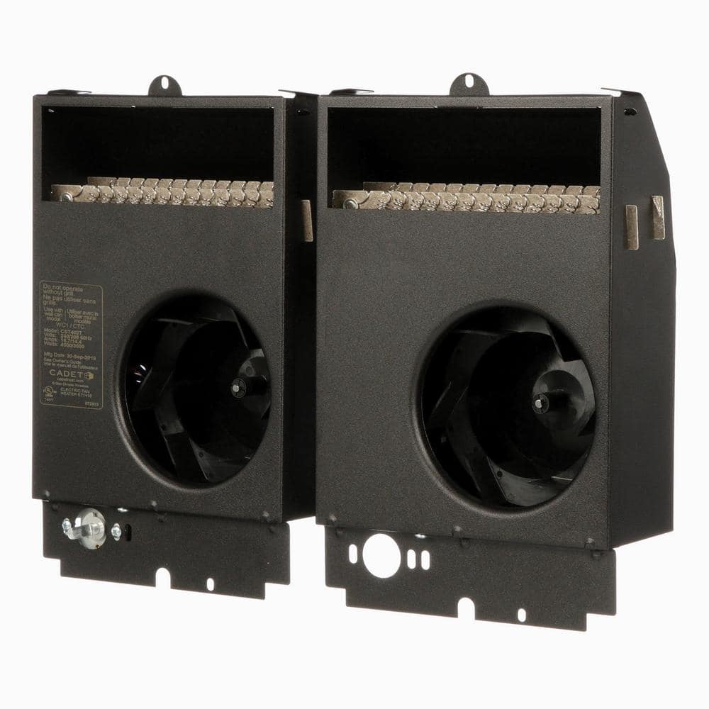 Black Twin Fan-Forced Electric Wall Heater with Thermostat