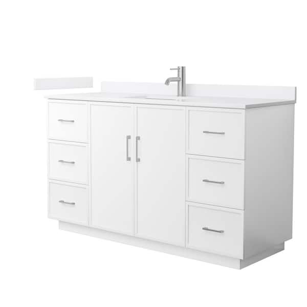 Elan TK 60 in. Single Freestanding White Bath Vanity with White Cultured Marble Top (Assembled)