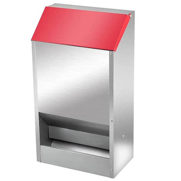 17.7in 8.3in 13.8in Rat Proof Poultry Feeder Galvanized Steel Weatherproof Outdoor Coop Food Dispenser 30lbs