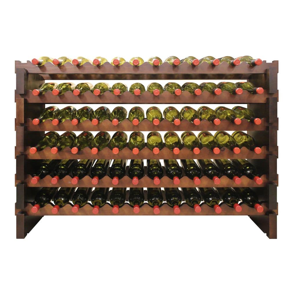 6 x 12-Bottle Modular Wine Rack, Stained