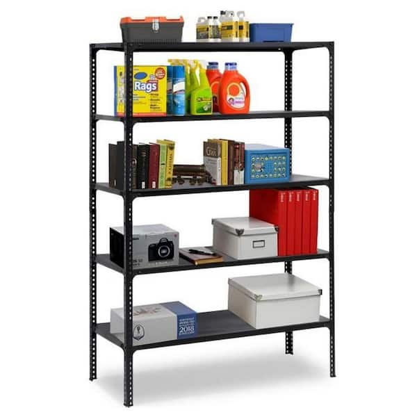 Bunpeony 5-Tier Black 48 in. W x 19 in. D x 70 in. H Metal Storage Rack ...