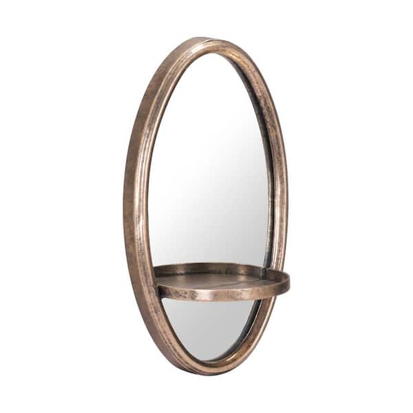 HomeRoots 7.1 in. x 12.8 in. Classic Irregular Framed Gold Vanity Mirror