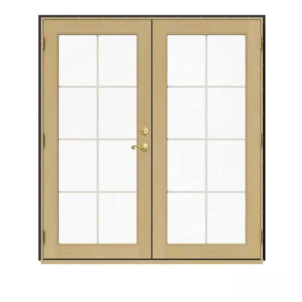 JELD-WEN 72 in. x 80 in. W-2500 Bronze Clad Wood Right-Hand 8 Lite French Patio Door w/Unfinished Interior