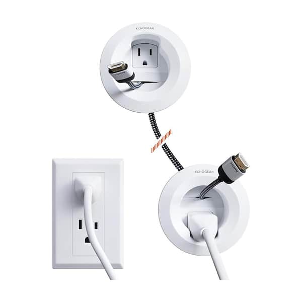 Unbranded In-Wall Cable Management Kit with Power and AV Cable Pass-Through and Drill Attachment for Wall-Mounted TVs, White