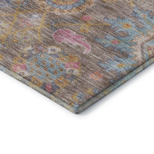 Mayfield Premium Machine Washable Abstract AMF2151 Mocha 8 ft. x 10 ft. Area Rug