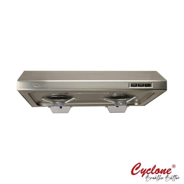 Cyclone 30 in. Classic Collection 680 CFM Dual Opening Under Cabinet Range Hood in Stainless Steel