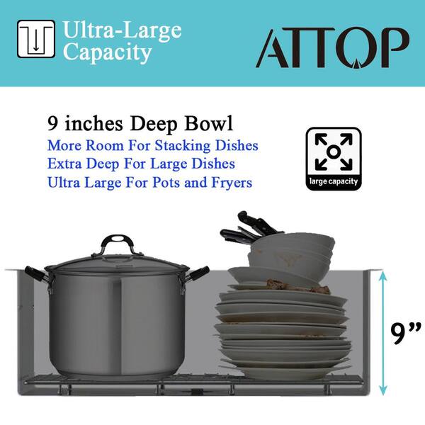 Attop Brushed Stainless Steel 15 in. Single Bowl Undermount
