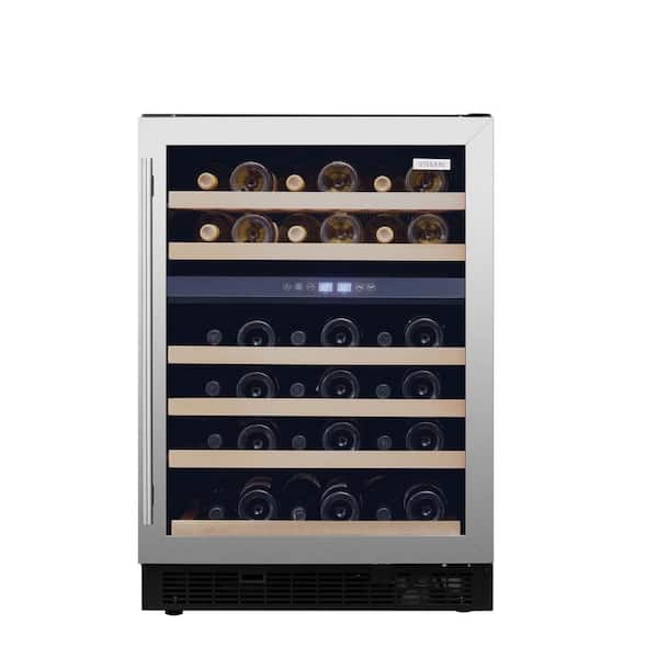 Vissani Dual Zone 24 in. Built-in 51-Bottle Wine Cooler in Stainless Steel