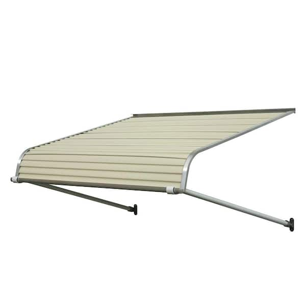 NuImage Awnings 7 ft. 1100 Series Door Canopy Aluminum Fixed Awning (18 in. H x 48 in. D) in Almond